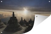 Tuinposter - Tuindoek - Tuinposters buiten - Borobudur bij zonsondergang - 120x80 cm - Tuin