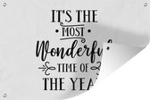 Tuinposters buiten Kerst quote "It's the most wonderful time of the year" tegen een witte achtergrond - 90x60 cm - Tuindoek - Buitenposter
