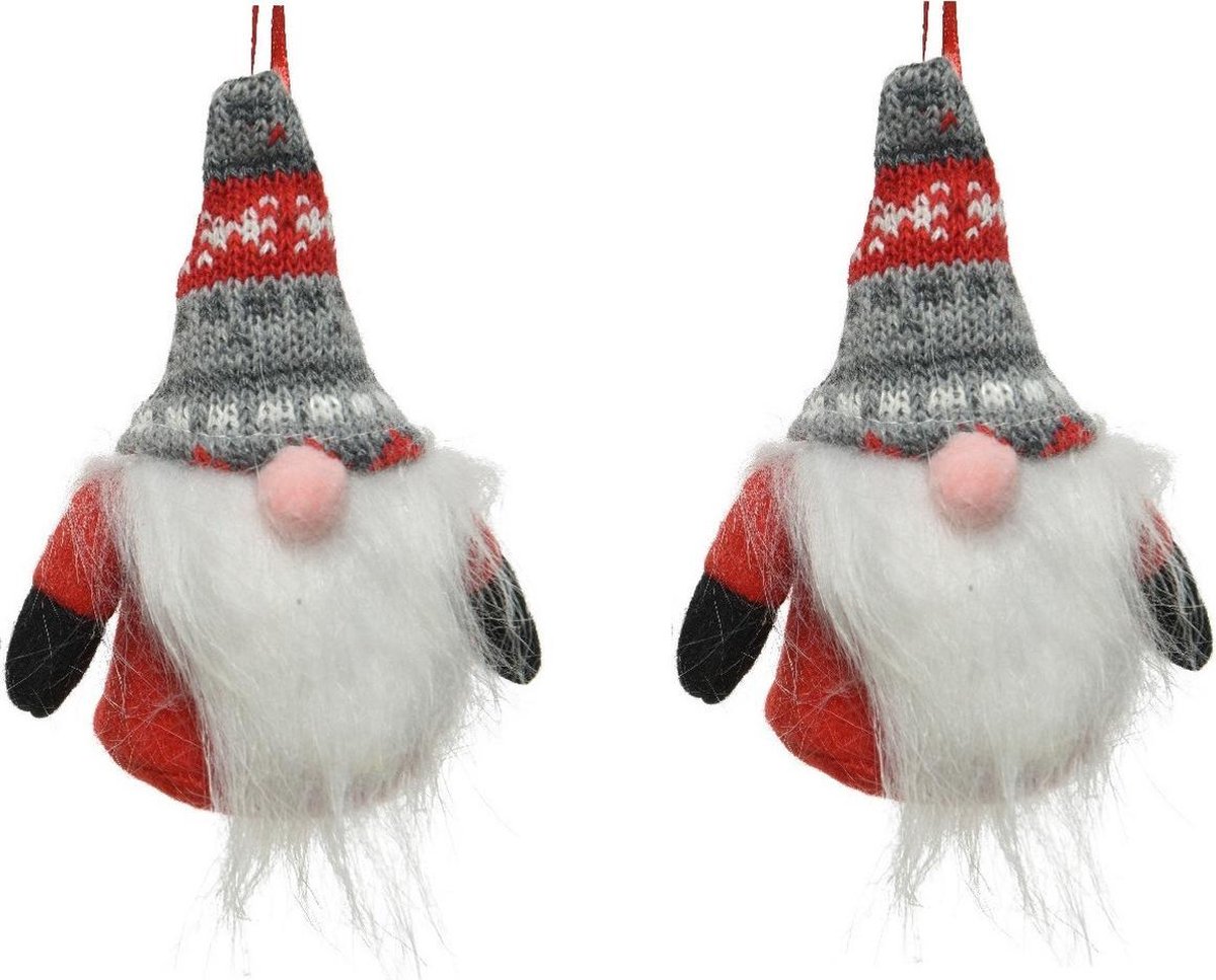 3x stuks kersthangers figuurtjes kerst gnome/kabouter/dwerg rood 12 cm kerstboomversiering - kerstversiering kerstornamenten