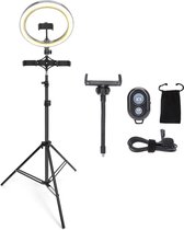 Ringlamp met Statief - Igan Rongy - Bluetooth - Microfoon - Afstandsbediening - Dimbaar - CCT Aanpasbare Kleur - Zwart