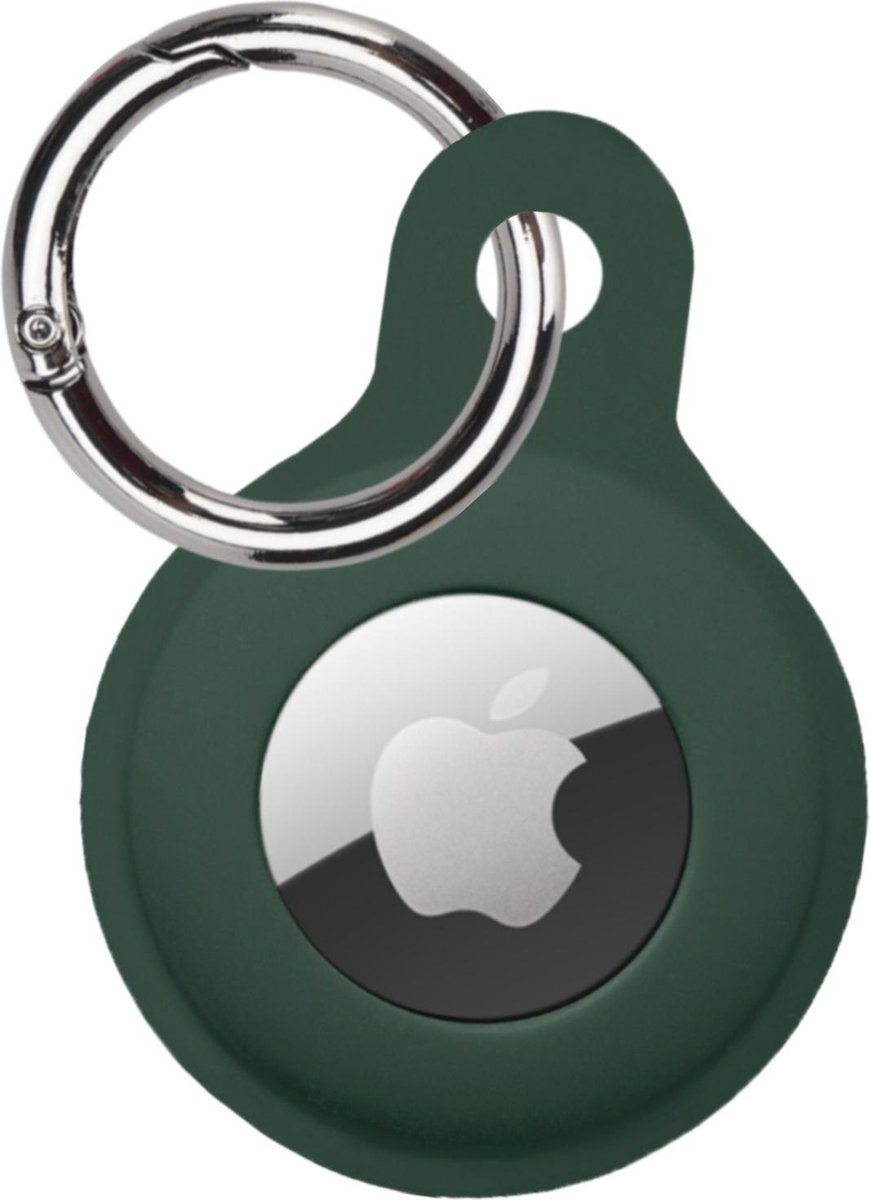 Hoesje Geschikt voor Apple AirTag Sleutelhanger Hoes Siliconen Hoesje - Siliconen Hoesje Geschikt voor Apple AirTag-Sleutelhanger Hoesje - Donkergroen