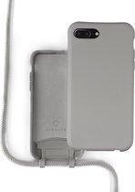 Coverzs Silicone case met koord - Telefoonhoesje met koord - Backcover hoesje met koord - touwtje - geschikt voor Apple iPhone 7/8 Plus - grijs