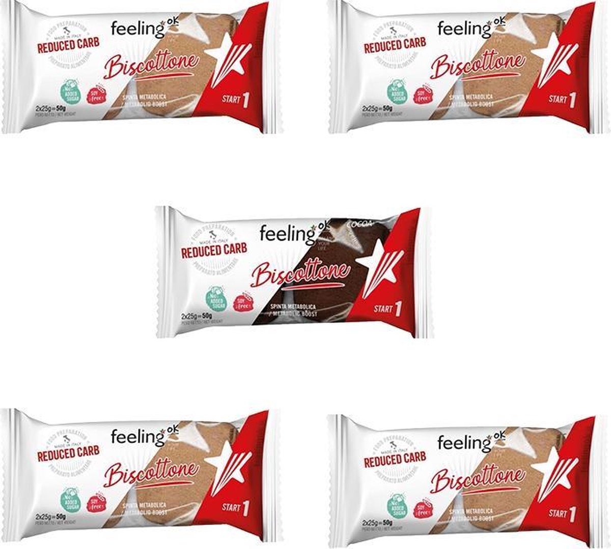 Goedkoopste Feeling OK | Mix Biscottone | Voordeelpakket | 5 x 50 gram