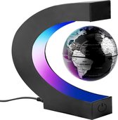 zwevende wereldbol - ZINAPS C-shape Magnetic Floating World Map, Globe with LED Display, Support, Rotating Earth, Home Decor, Office Decoration, Geography, Educational, Children's Toy, Gift, 