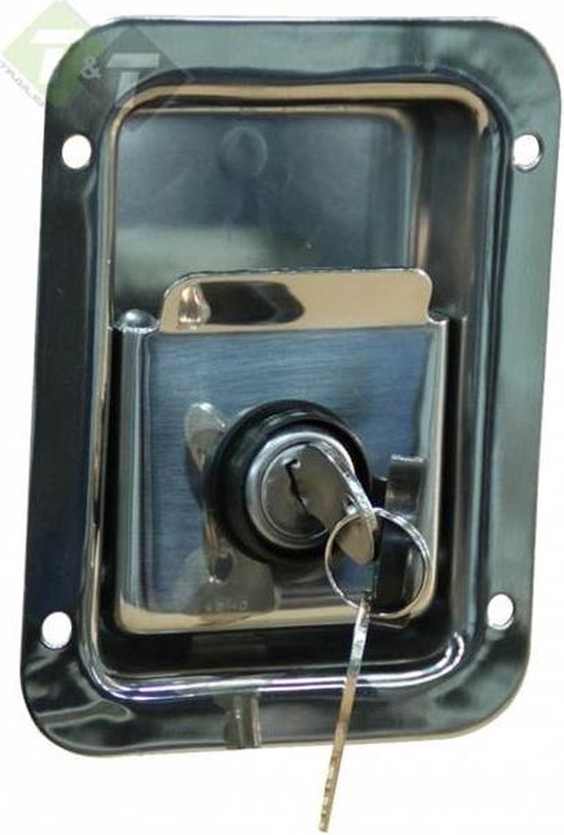 Kofferslot, 119mm x 92mm, inc. 2 sleutels, RVS