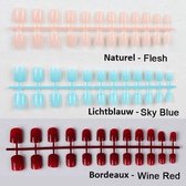 2 setjes Nepnagels -  48 stuks – blauw lichtblauw - inclusief plakstickers! - verschillende maten - plaknagels Sparkolia kunstnagels –  nep nagels