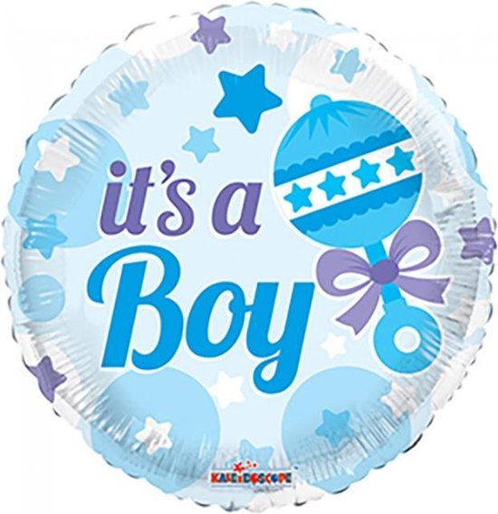 Kaleidoscope Folieballon Baby Rattle Boy Jongens 18 Cm Blauw