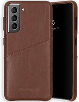 Selencia Hoesje Geschikt voor Samsung Galaxy S21 Plus Hoesje Met Pasjeshouder - Selencia Vayu Vegan Lederen Backcover - Bruin
