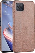 OPPO Reno 4 Z Hoesje - Mobigear - Croco Serie - Hard Kunststof Backcover - Bruin - Hoesje Geschikt Voor OPPO Reno 4 Z