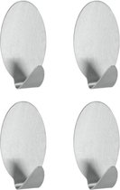 Metaltex - Zelfklevende Haakjes - Keukenhaken Ovaal 6,2 X 3,3 Cm Rvs Zilver 4 Stuks