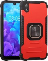 Voor Huawei Y5 (2019) Fierce Warrior-serie Armor All-inclusive schokbestendig aluminium + TPU-beschermhoes met ringhouder (rood)