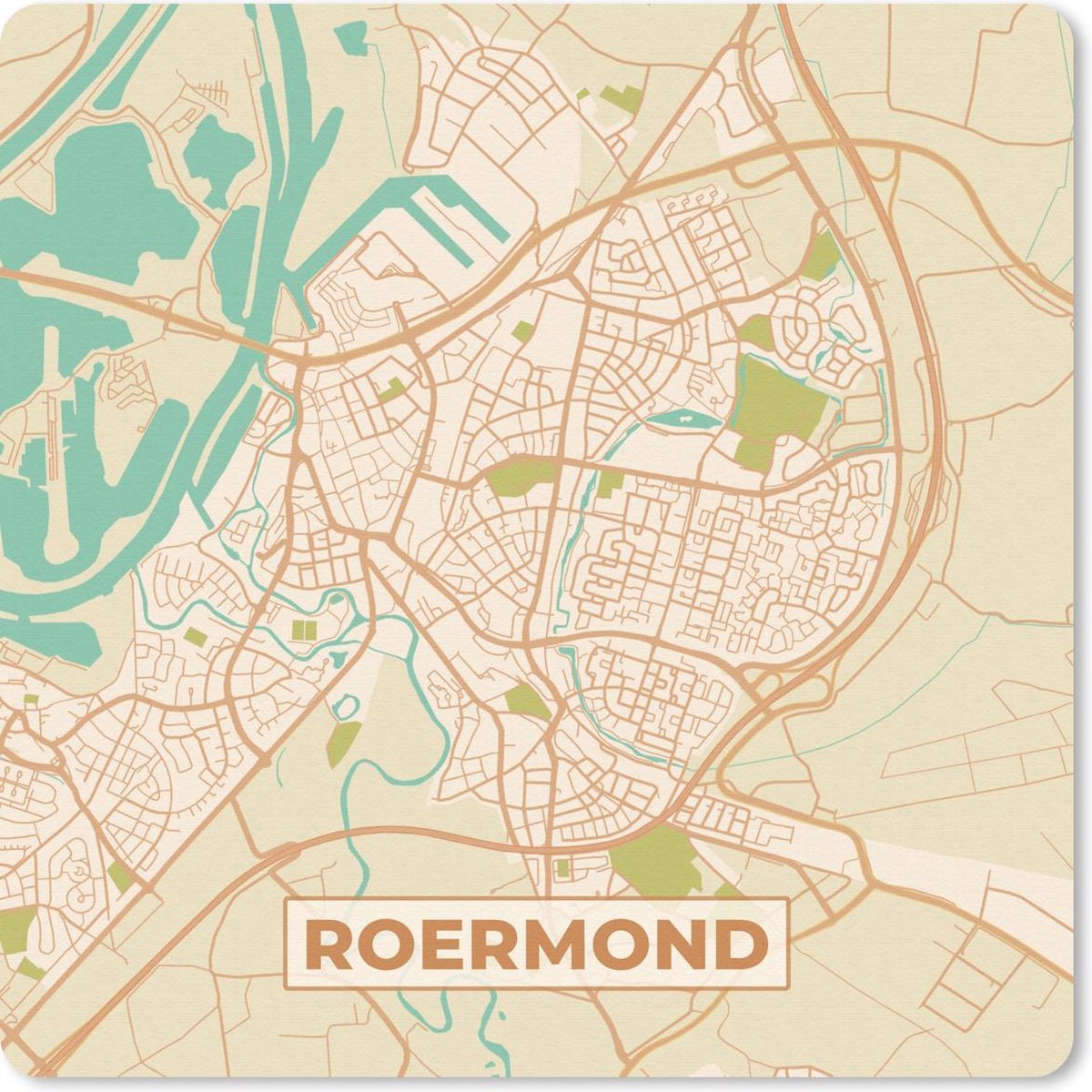 Muismat 20x20 cm - Mousepad Kaart - Roermond - Vintage - Muismatten