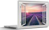 Laptop sticker - 10.1 inch - Doorkijk - Zonsondergang - Lavendel - 25x18cm - Laptopstickers - Laptop skin - Cover