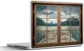 Laptop sticker - 12.3 inch - Doorkijk - Water - Bergen - 30x22cm - Laptopstickers - Laptop skin - Cover