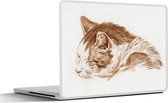 Laptop sticker - 17.3 inch - Kop van een slapende kat - schilderij van Jean Bernard - 40x30cm - Laptopstickers - Laptop skin - Cover