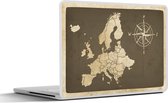 Laptop sticker - 11.6 inch - Kaart Europa - Vintage - Kompas - 30x21cm - Laptopstickers - Laptop skin - Cover
