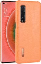 Mobigear Hoesje geschikt voor OPPO Find X2 Pro Telefoonhoesje Hardcase | Mobigear Croco Backcover | Find X2 Pro Case | Back Cover - Oranje