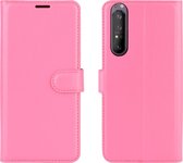 Sony Xperia 1 II Hoesje - Mobigear - Classic Serie - Kunstlederen Bookcase - Magenta - Hoesje Geschikt Voor Sony Xperia 1 II