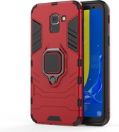 Samsung Galaxy J6 (2018) Hoesje - Mobigear - Armor Ring Serie - Hard Kunststof Backcover - Rood - Hoesje Geschikt Voor Samsung Galaxy J6 (2018)