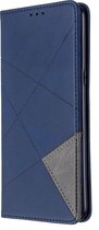 LG K61 Hoesje - Mobigear - Rhombus Slim Serie - Kunstlederen Bookcase - Blauw - Hoesje Geschikt Voor LG K61