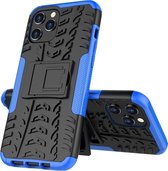 Apple iPhone 12 Pro Max Hoesje - Mobigear - Tire Serie - Hard Kunststof Backcover - Zwart / Blauw - Hoesje Geschikt Voor Apple iPhone 12 Pro Max