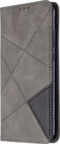 Huawei P40 Lite E Hoesje - Mobigear - Rhombus Slim Serie - Kunstlederen Bookcase - Grijs - Hoesje Geschikt Voor Huawei P40 Lite E