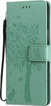 Sony Xperia L4 Hoesje - Mobigear - Tree Serie - Kunstlederen Bookcase - Turquoise - Hoesje Geschikt Voor Sony Xperia L4