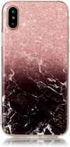 Apple iPhone XS Hoesje - Mobigear - Marble Serie - TPU Backcover - Zwart / Roze - Hoesje Geschikt Voor Apple iPhone XS