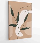 Botanical wall art vector set. Earth tone boho foliage line art drawing with abstract shape 3 - Moderne schilderijen – Vertical – 1888031896 - 80*60 Vertical