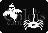Chloïs Glittertattoo Sjabloon 5 Stuks - Ghost & Spider - Duo Stencil - CH8409 - 5 stuks gelijke zelfklevende sjablonen in verpakking - Geschikt voor 10 Tattoos - Nep Tattoo - Gesch