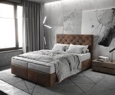 Boxspringbed Dream-Great microvezel bruin 140x200 met matras en topper