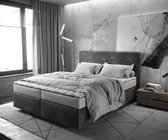 Bed Dream-Well Antraciet Vintage 160x200 cm Microvezel stof met matras en topper boxspring-bed