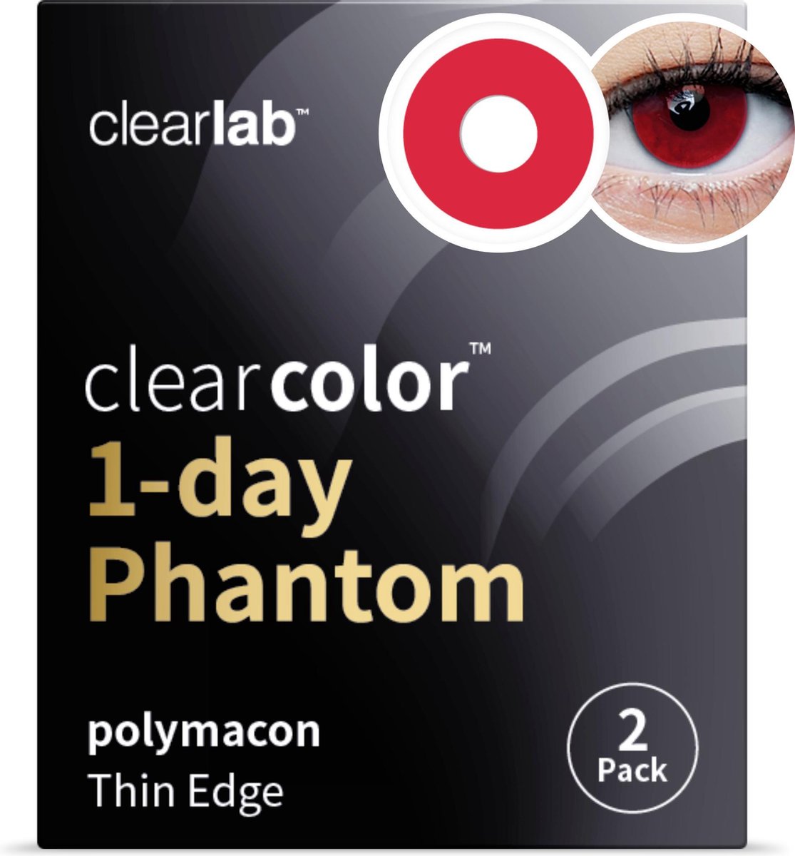 -4.50 - Clearcolor™ 1-day Phantom Red Vampire - 2 pack - Daglenzen - Partylenzen / Verkleden / Kleurlenzen - Red Vampire