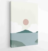 Mountain and landscape wall arts vector collection. Gold and Watercolor art with sun, moon, sky 4 - Moderne schilderijen – Vertical – 1894748764 - 40-30 Vertical