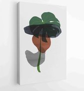 Botanical wall art vector set. Golden foliage line art drawing with abstract shape 1 - Moderne schilderijen – Vertical – 1899845980 - 80*60 Vertical