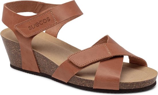 Suecos Idun sandalen dames maat 37 - cognac - comfortabel - schokabsorberend - antibacterieel - flexibele zool - sleehak