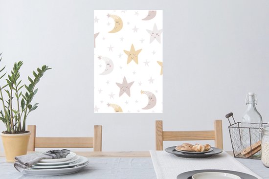 Stickers muraux - Lune - Etoiles - Design - Garçons - Filles - Bébé - 40x60 cm - Film adhésif
