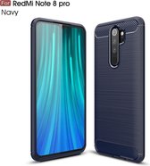 Voor Geschikt voor Xiaomi Redmi Note 8 Pro Brushed Texture Carbon TPU Case (Navy Blue)