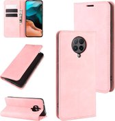 Voor Geschikt voor Xiaomi redmi k30 pro retro-skin zakelijke magnetische zuig lederen tas met houder & kaartsleuven & portemonnee (roze)