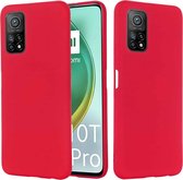 Voor Geschikt voor Xiaomi Mi 10T Pro 5G Pure Color Vloeibare siliconen schokbestendige hoes met volledige dekking (rood)