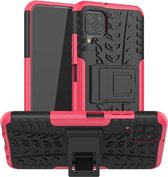Voor Huawei P40 Lite Tyre Texture Shockproof TPU + PC beschermhoes met houder (Rose Red)