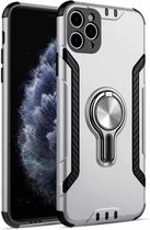 Metalen ringhouder 360 graden roterende TPU + pc beschermhoes voor iPhone 12 Pro (zilver)