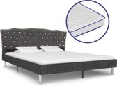 vidaXL Bed met traagschuim matras stof donkergrijs 180x200 cm