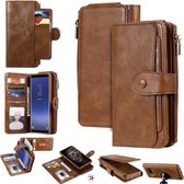 Voor Galaxy S8 multifunctionele retro afneembare magnetische horizontale flip lederen tas met kaartsleuven en houder en portemonnee en fotolijst (bruin)