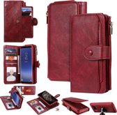 Voor Galaxy S8 multifunctionele retro afneembare magnetische horizontale flip lederen tas met kaartsleuven en houder en portemonnee en fotolijst (rood)