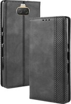 Magnetische gesp retro textuur horizontale flip lederen tas voor Sony Xperia 10, met houder en kaartsleuven en portemonnee (zwart)