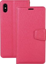 Silk Texture Horizontal Flip Leather Case voor iPhone XS Max, met houder & kaartsleuven & portemonnee & fotolijst (rood)