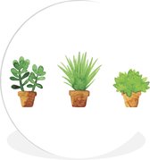 WallCircle - Wandcirkel ⌀ 120 - Bloempot - Waterverf - Planten - Ronde schilderijen woonkamer - Wandbord rond - Muurdecoratie cirkel - Kamer decoratie binnen - Wanddecoratie muurcirkel - Woonaccessoires XXL