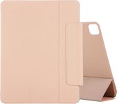 Voor iPad Pro 12,9 inch (2020) Horizontale flip Ultradunne dubbelzijdige clip Actieve gesp Magnetische PU-lederen tas met drievoudige houder en slaap- / wekfunctie (goud)