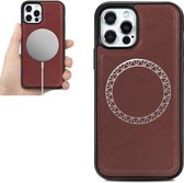 Crazy Horse Texture PU Leather Skin Magnetische Patch TPU Schokbestendig Magsafe-hoesje voor iPhone 12 mini (bruin)